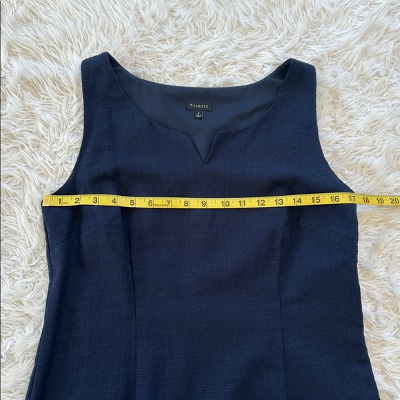 Talbots navy blue beaded embroidered fish sheath dress 8 - Picture 12 of 14